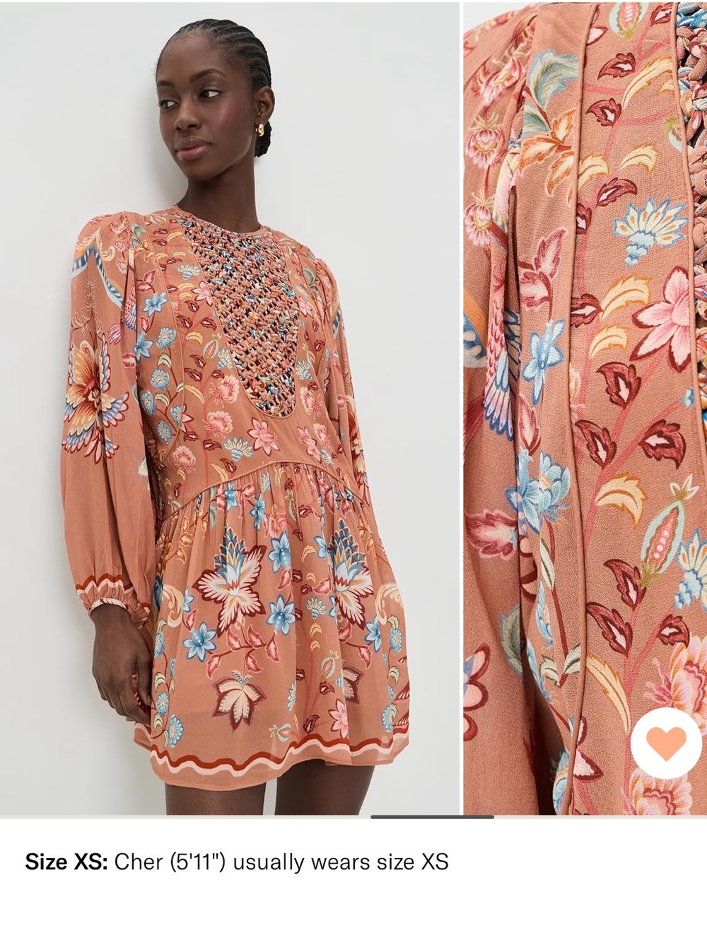 FARM Rio Mocha Lace Long-Sleeve Mini Dress